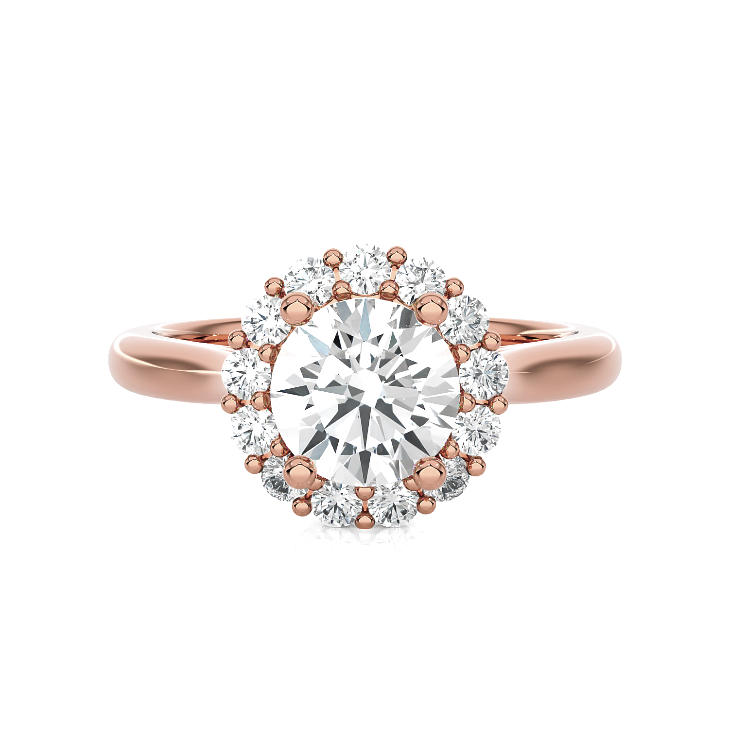 Round Lab Grown Diamond Halo Engagement Ring