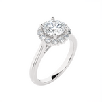 Round Lab Grown Diamond Halo Engagement Ring