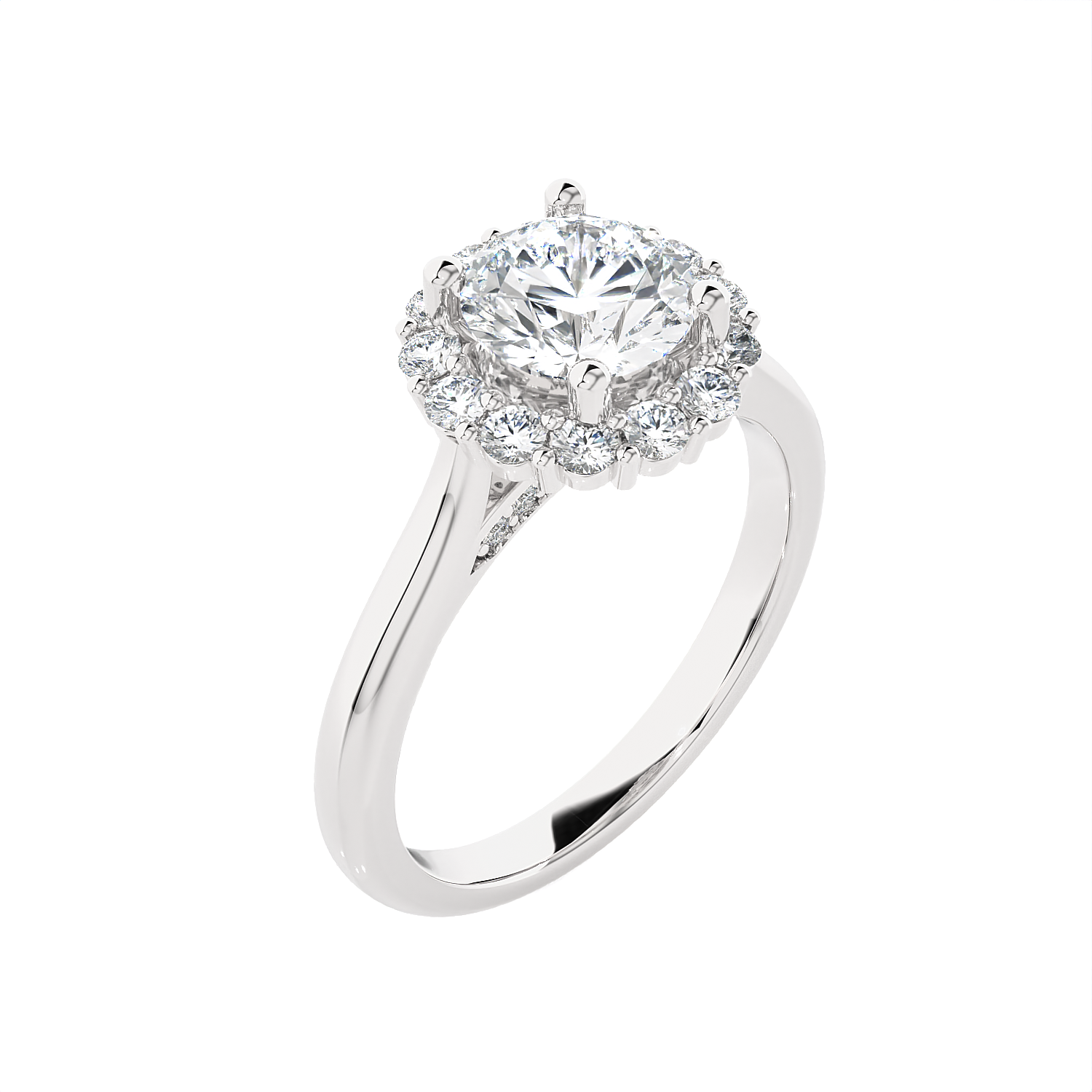 Round Lab Grown Diamond Halo Engagement Ring