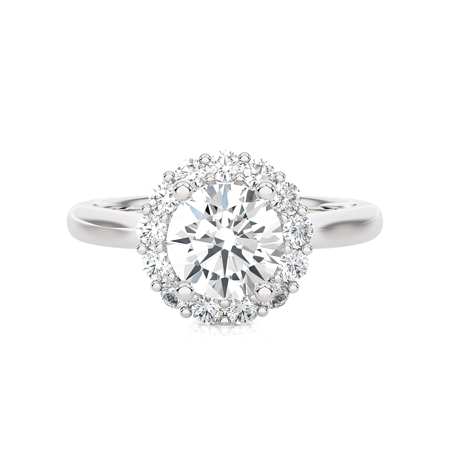 Round Lab Grown Diamond Halo Engagement Ring