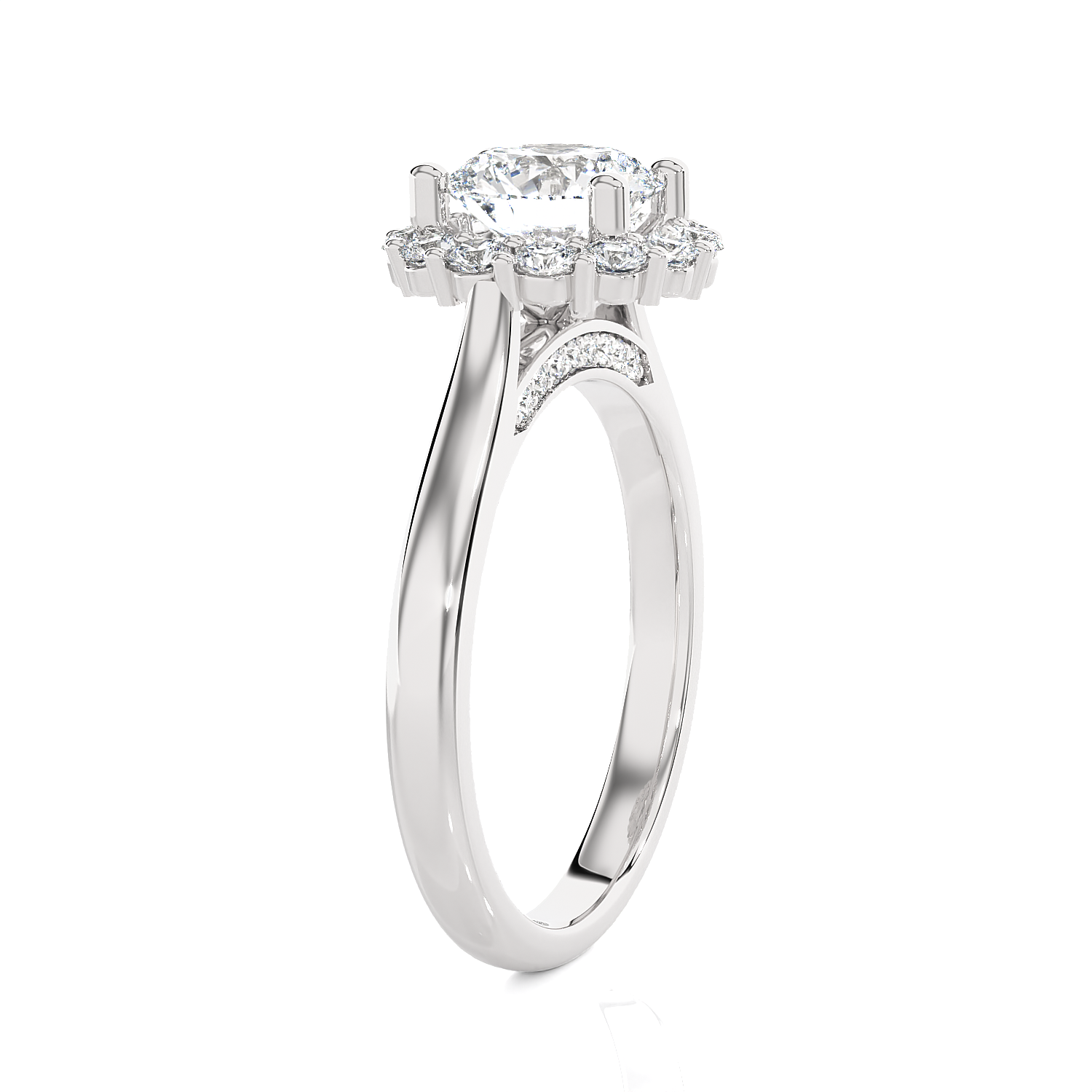 Round Lab Grown Diamond Halo Engagement Ring