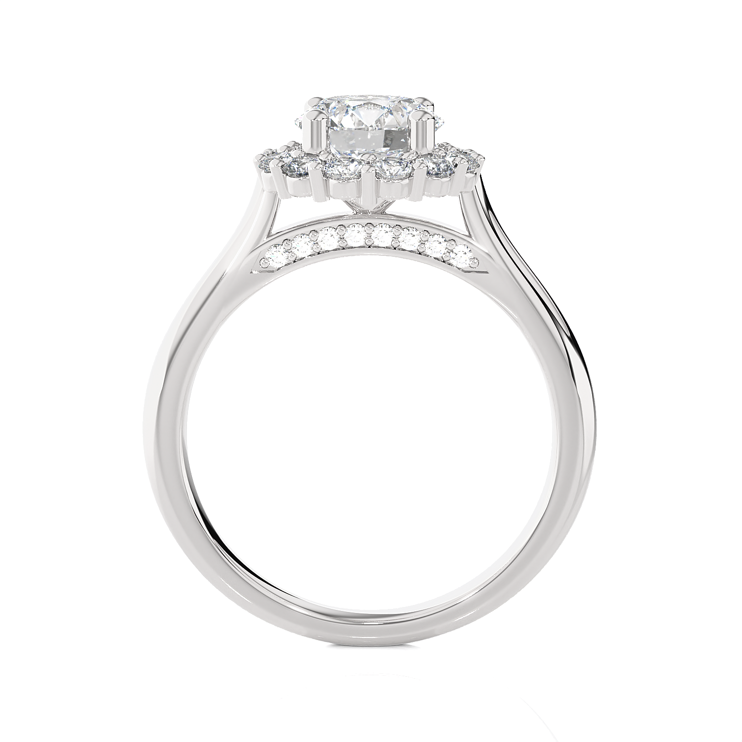 Round Lab Grown Diamond Halo Engagement Ring