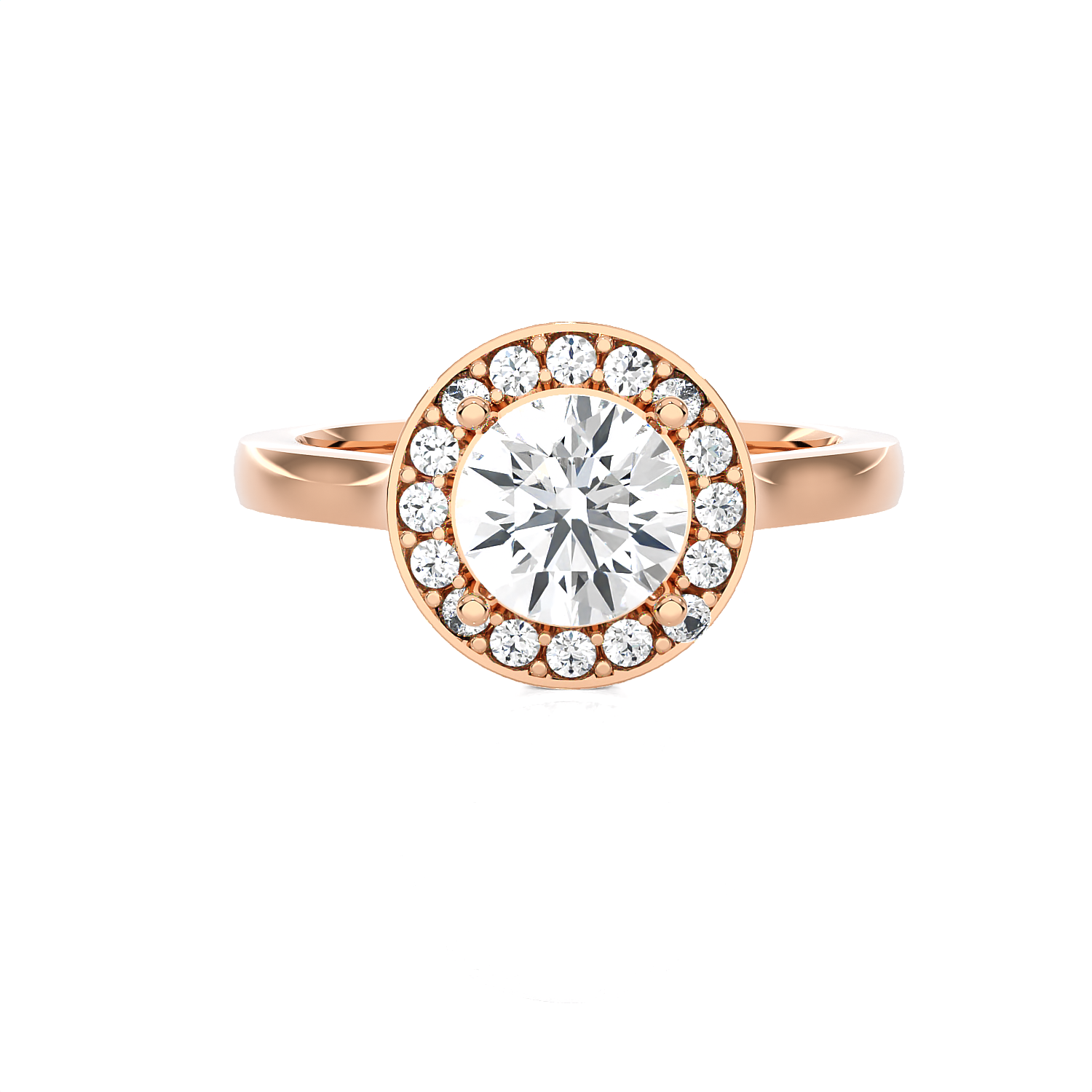 Round Lab Grown Diamond Halo Engagement Ring