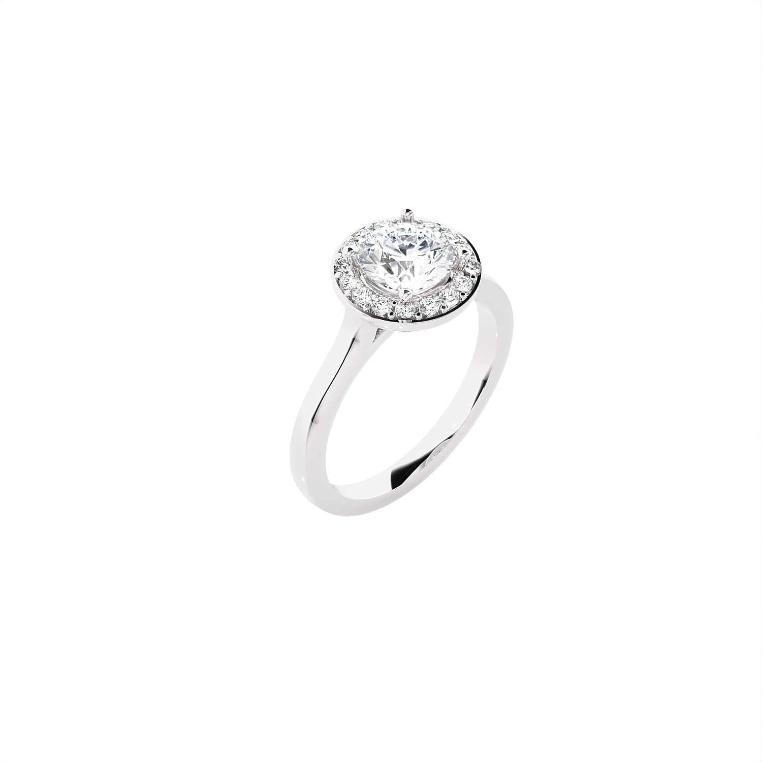Round Lab Grown Diamond Halo Engagement Ring