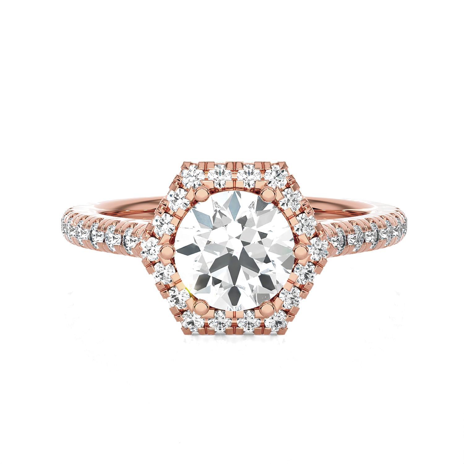 Round Lab Grown Diamond Halo Engagement Ring