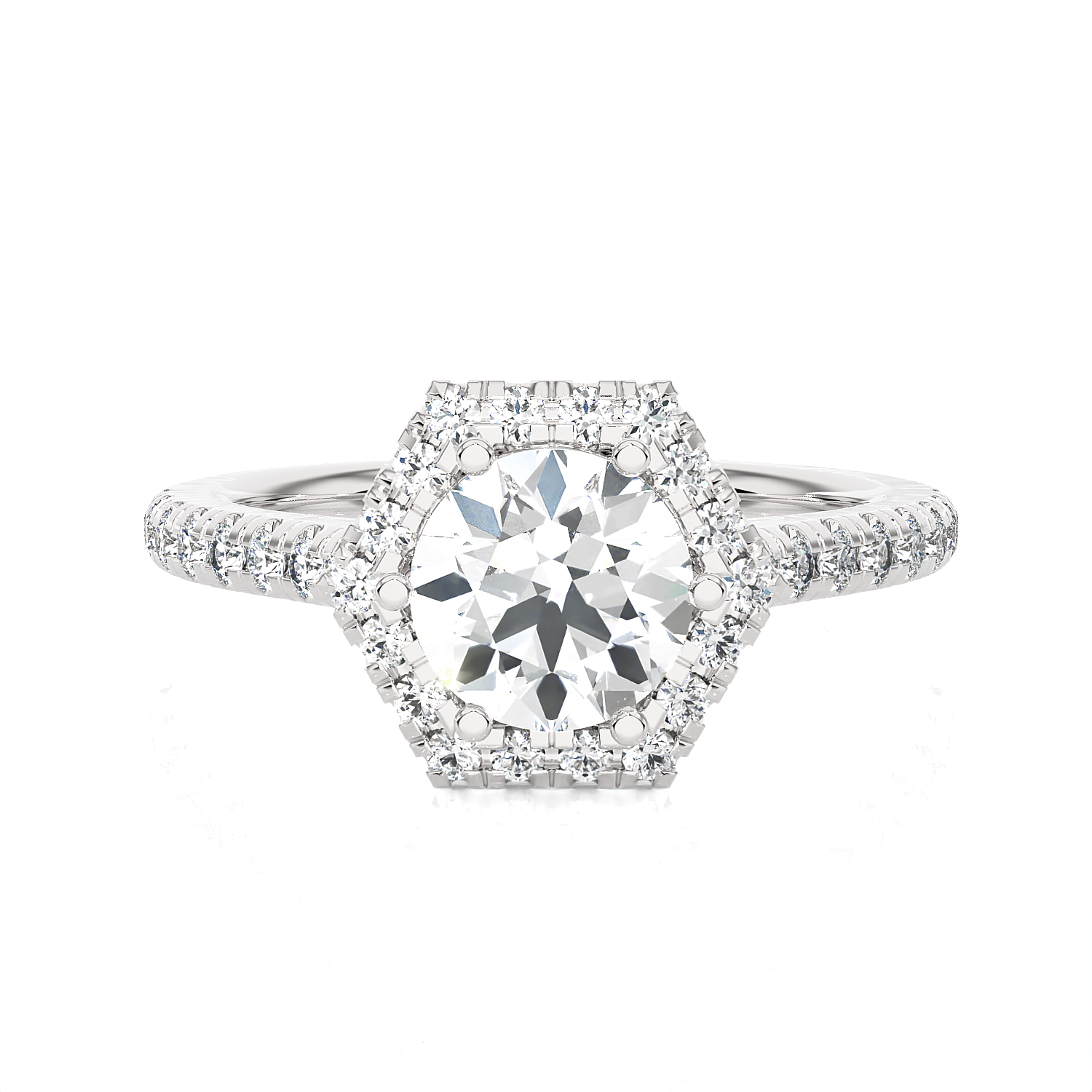 Round Lab Grown Diamond Halo Engagement Ring