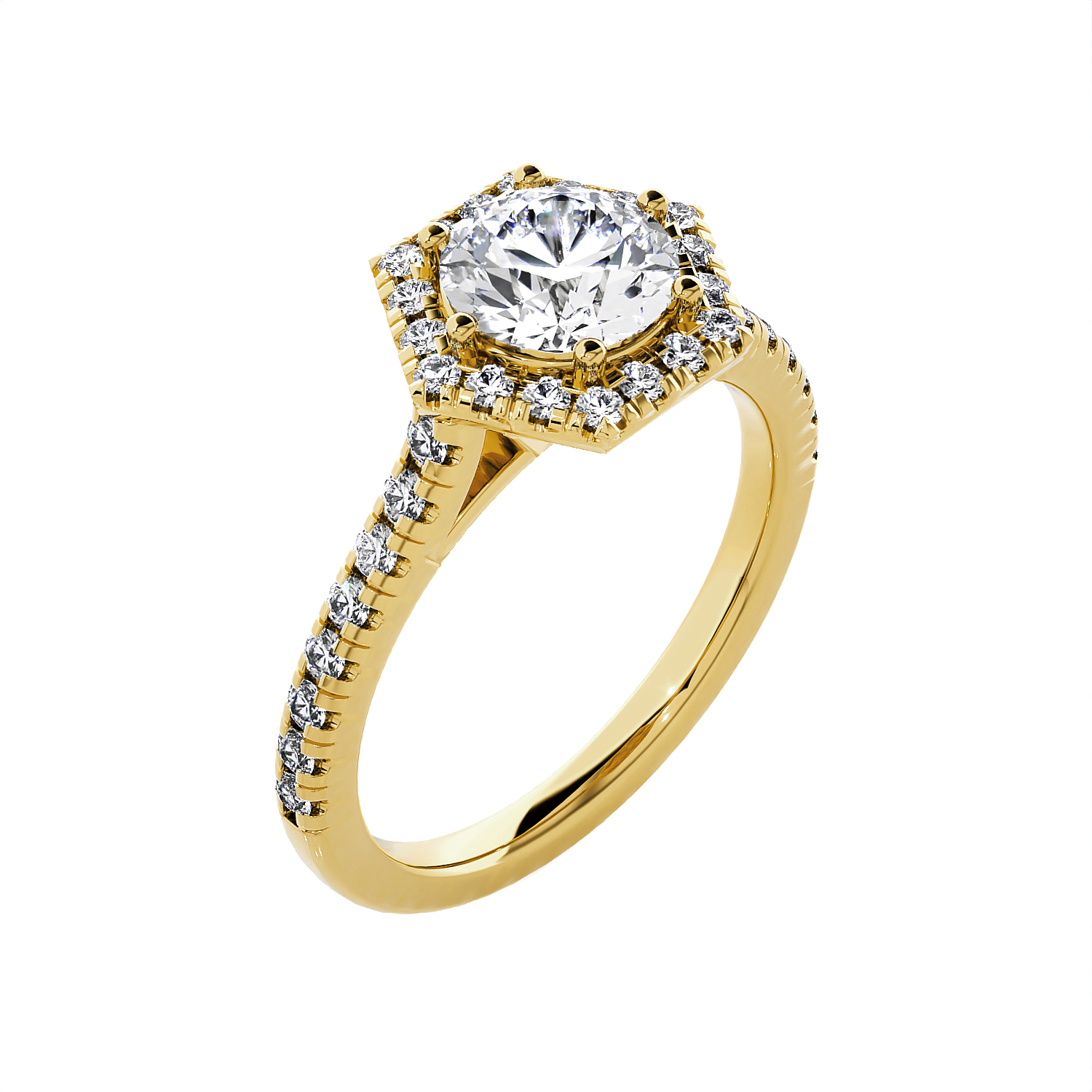 Round Lab Grown Diamond Halo Engagement Ring