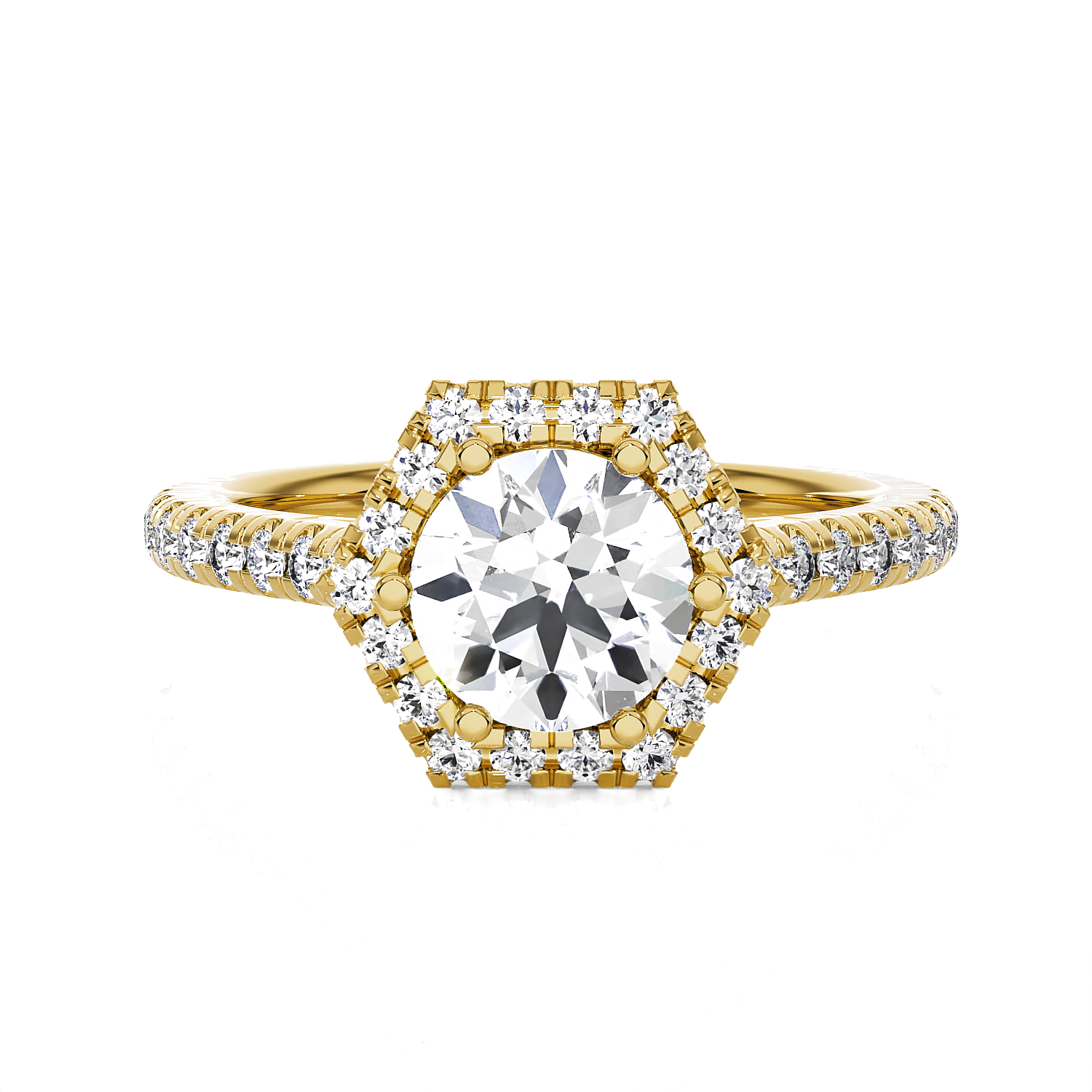 Round Lab Grown Diamond Halo Engagement Ring
