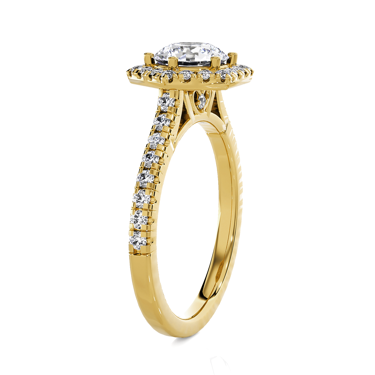 Round Lab Grown Diamond Halo Engagement Ring