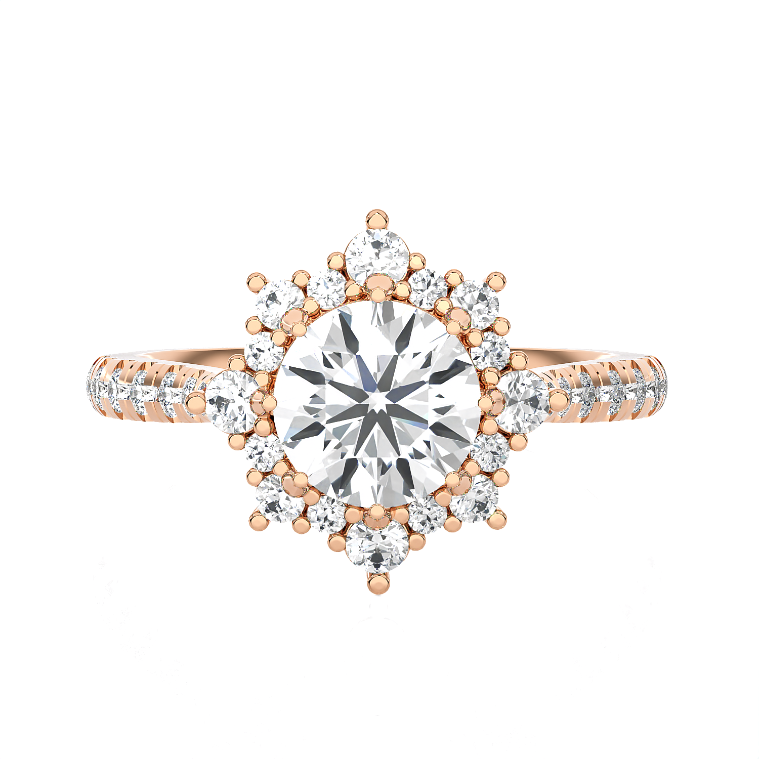 Round Lab Grown Diamond Halo Engagement Ring