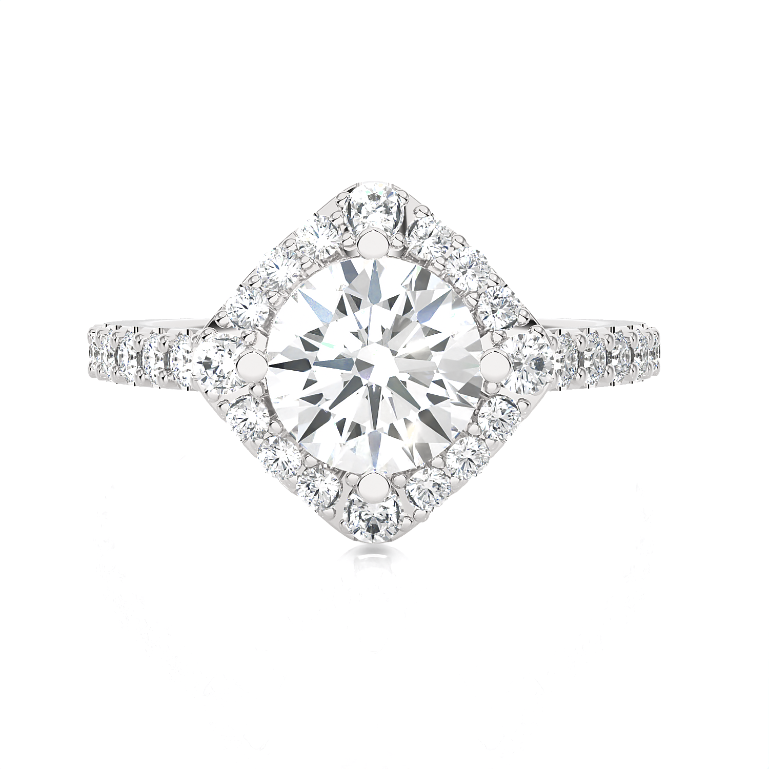Round Lab Grown Diamond Halo Engagement Ring