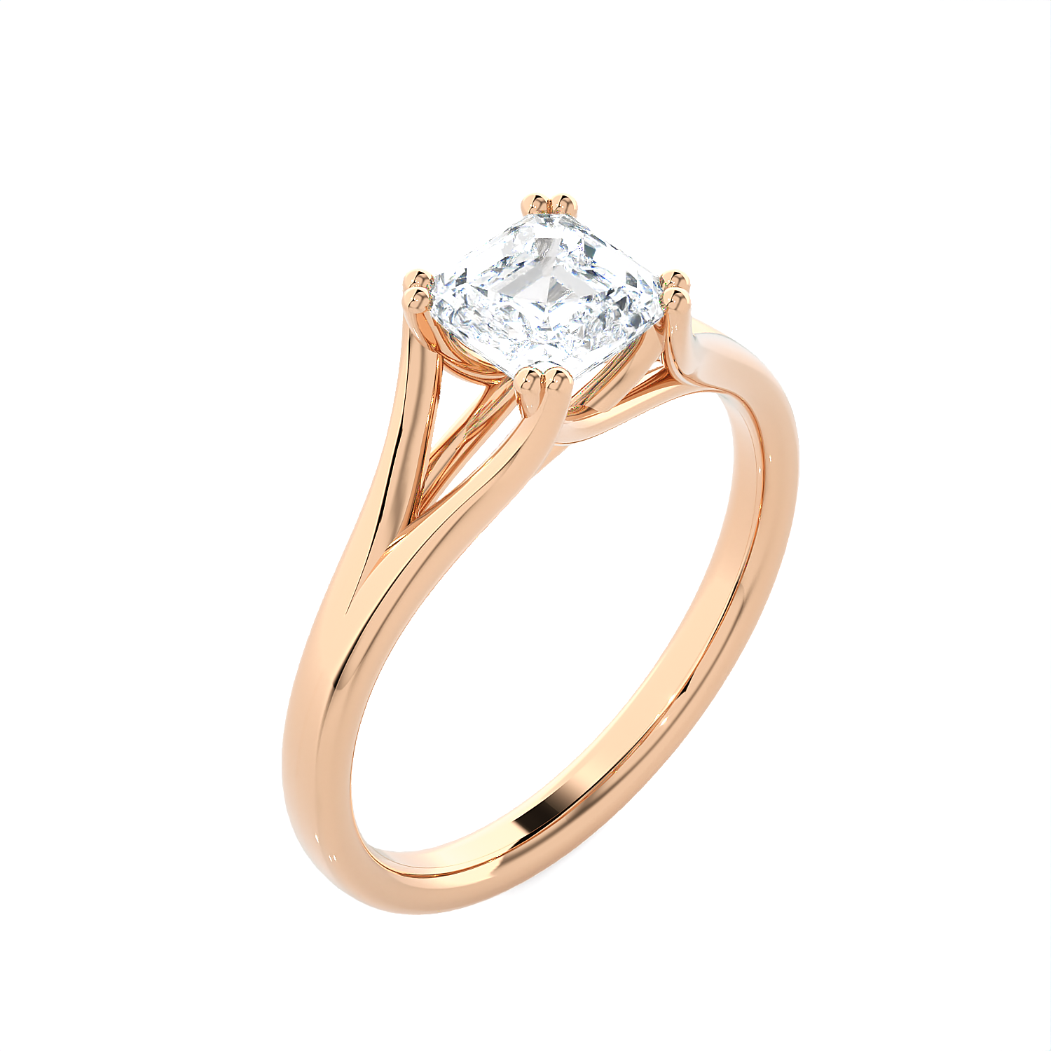 Asscher Cut Lab Grown Diamond Solitaire Engagement Ring