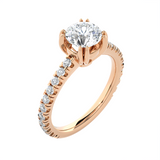 Round Lab Grown Diamond Side Stone Engagement Ring