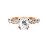 Round Lab Grown Diamond Side Stone Engagement Ring