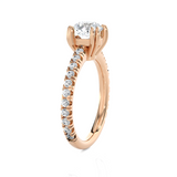 Round Lab Grown Diamond Side Stone Engagement Ring