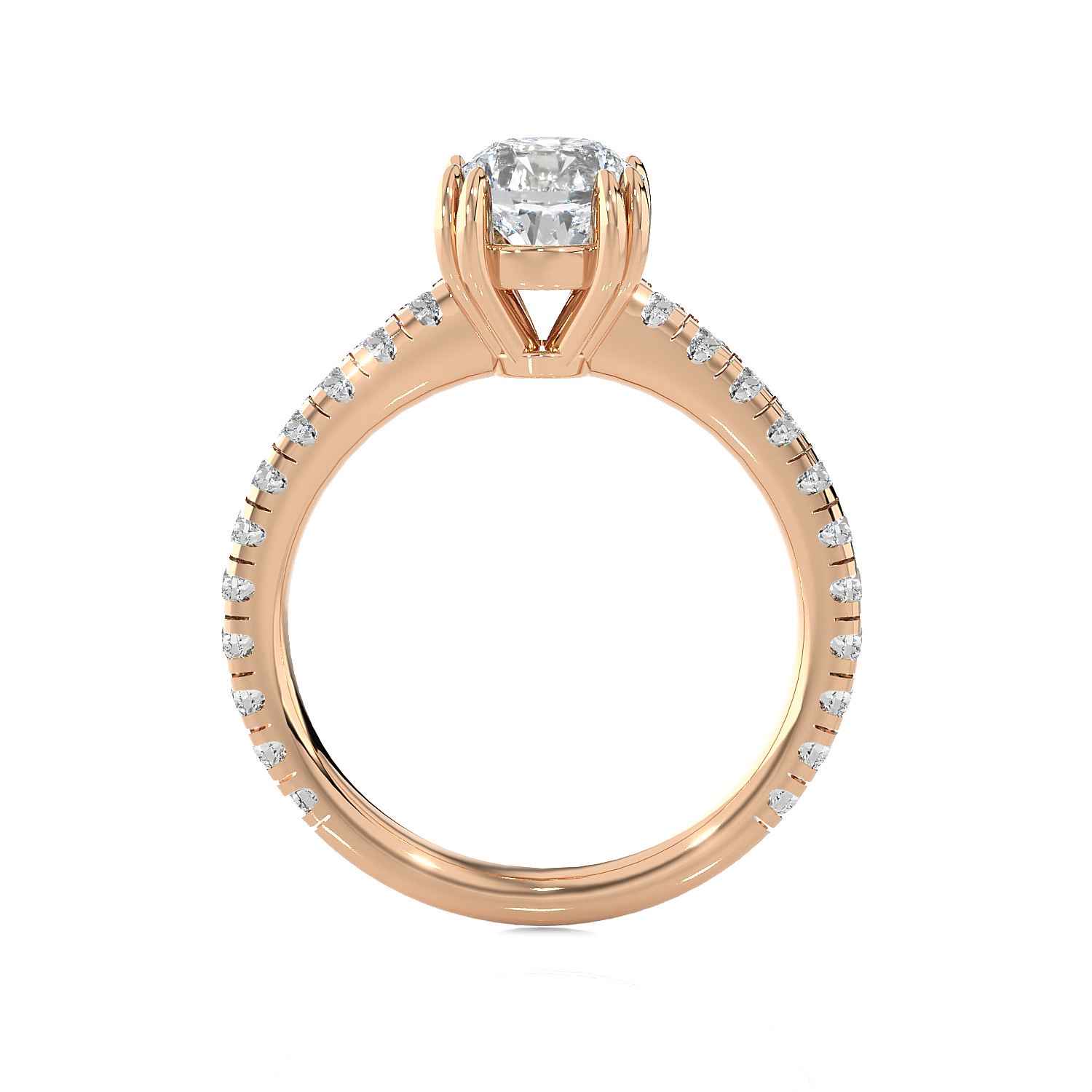 Round Lab Grown Diamond Side Stone Engagement Ring