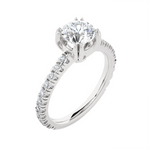 Round Lab Grown Diamond Side Stone Engagement Ring