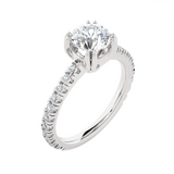 Round Lab Grown Diamond Side Stone Engagement Ring