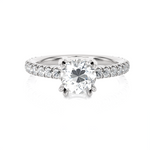 Round Lab Grown Diamond Side Stone Engagement Ring