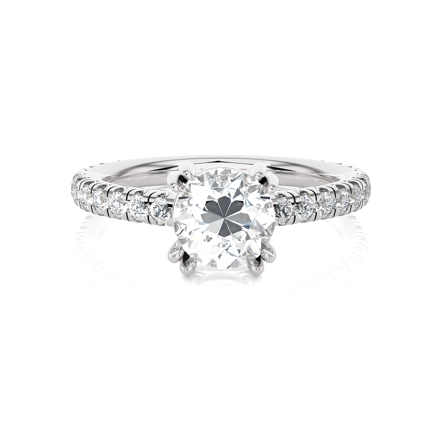 Round Lab Grown Diamond Side Stone Engagement Ring