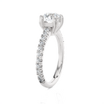 Round Lab Grown Diamond Side Stone Engagement Ring