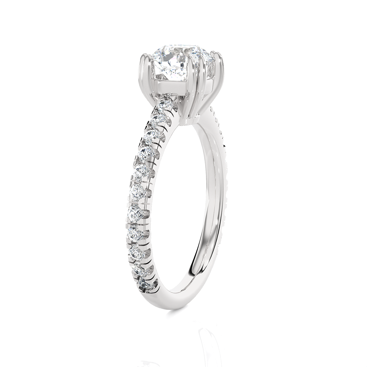 Round Lab Grown Diamond Side Stone Engagement Ring