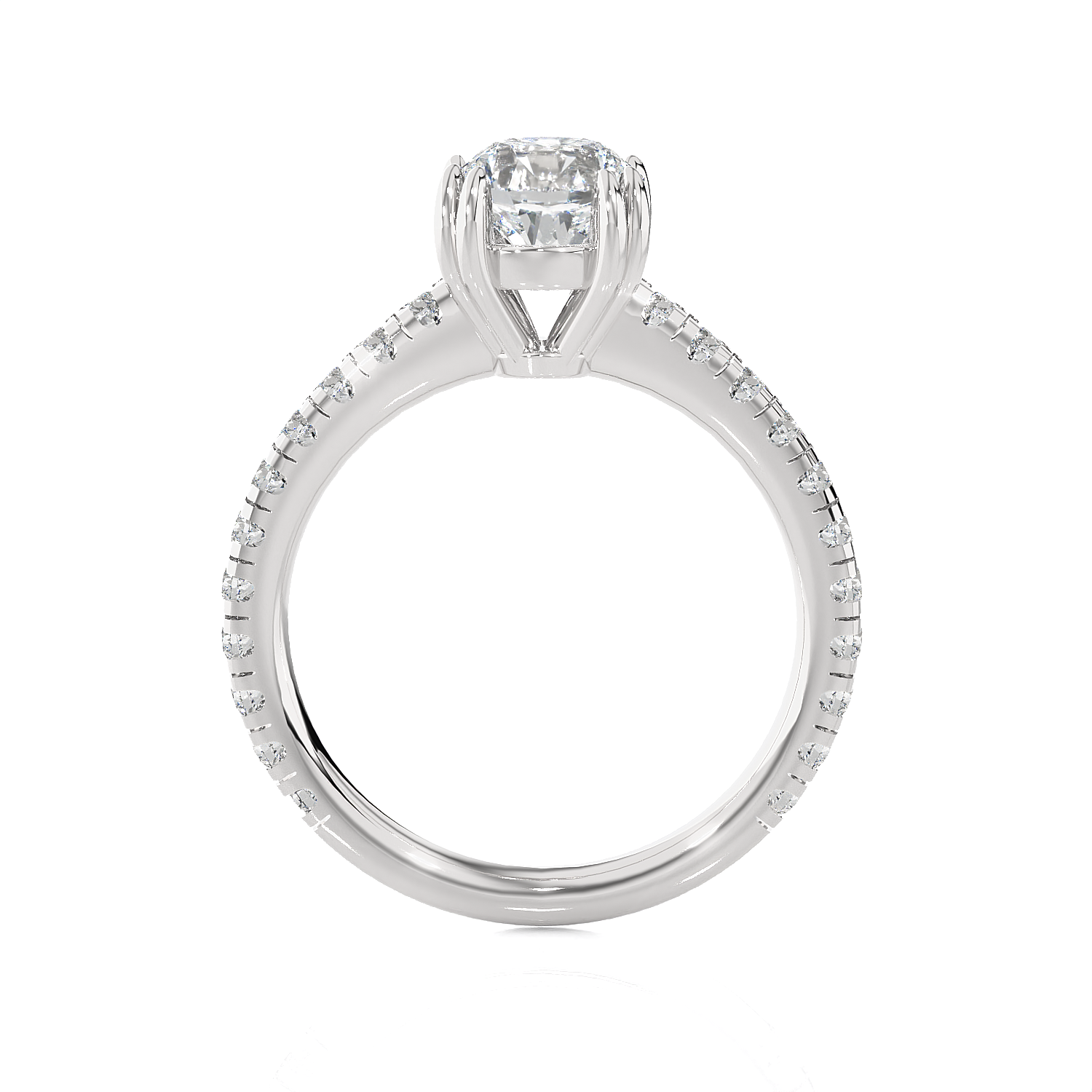 Round Lab Grown Diamond Side Stone Engagement Ring