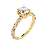 Round Lab Grown Diamond Side Stone Engagement Ring