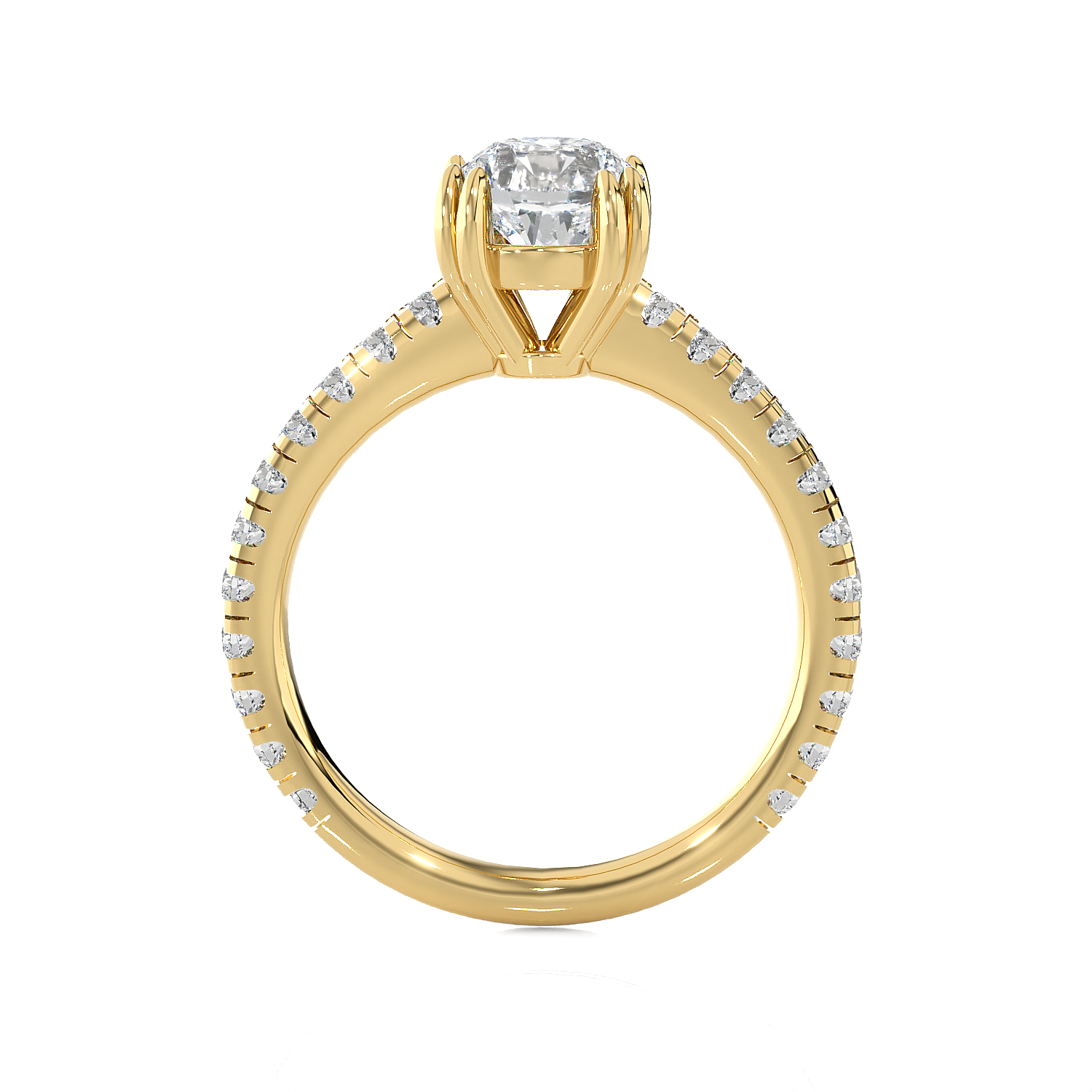 Round Lab Grown Diamond Side Stone Engagement Ring