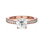 Round Lab Grown Diamond Side Stone Engagement Ring