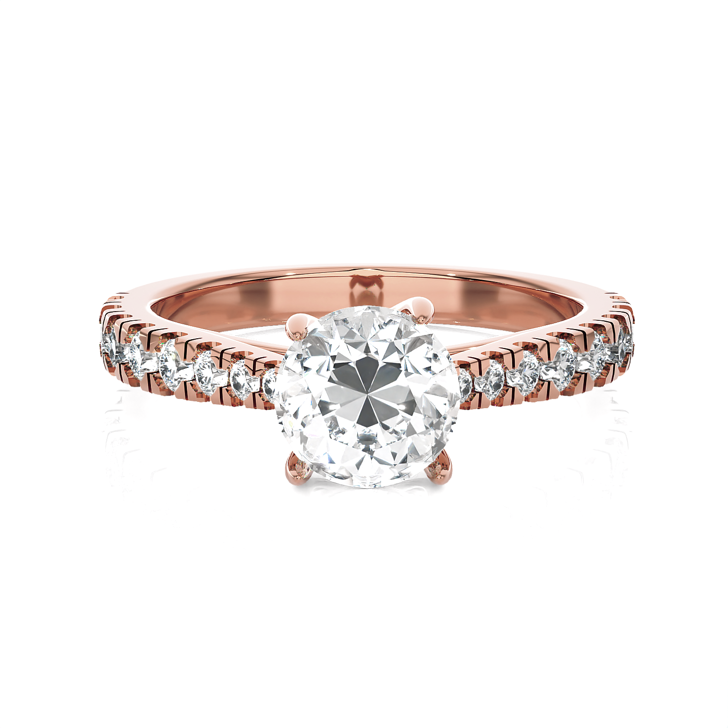 Round Lab Grown Diamond Side Stone Engagement Ring