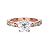 Round Lab Grown Diamond Side Stone Engagement Ring
