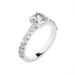 Round Lab Grown Diamond Side Stone Engagement Ring