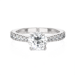 Round Lab Grown Diamond Side Stone Engagement Ring