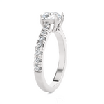 Round Lab Grown Diamond Side Stone Engagement Ring