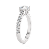 Round Lab Grown Diamond Side Stone Engagement Ring