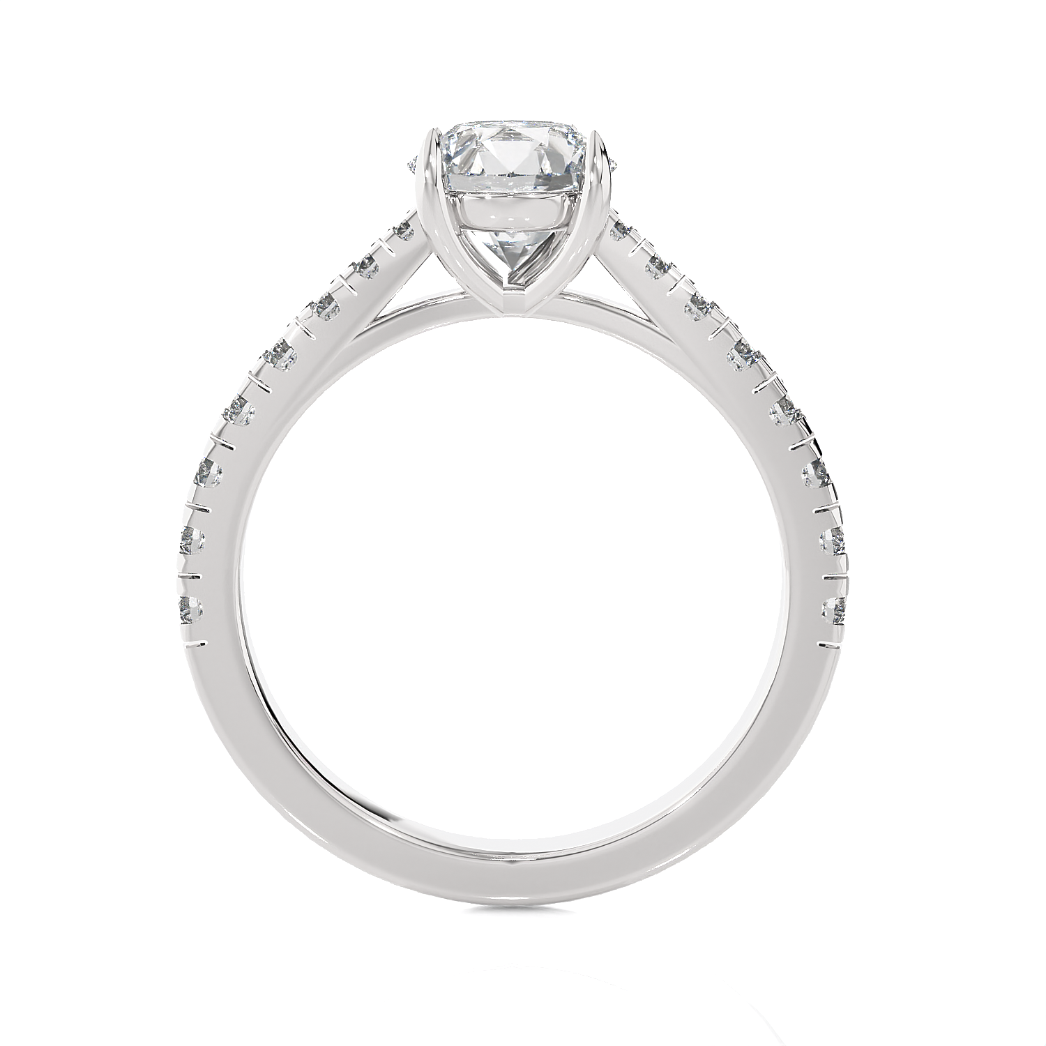 Round Lab Grown Diamond Side Stone Engagement Ring
