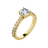 Round Lab Grown Diamond Side Stone Engagement Ring