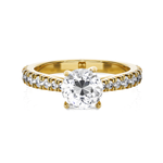 Round Lab Grown Diamond Side Stone Engagement Ring