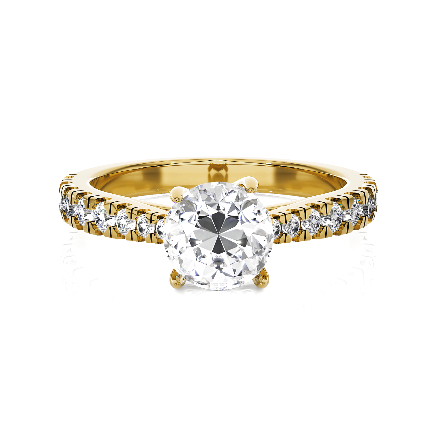 Round Lab Grown Diamond Side Stone Engagement Ring
