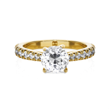 Round Lab Grown Diamond Side Stone Engagement Ring