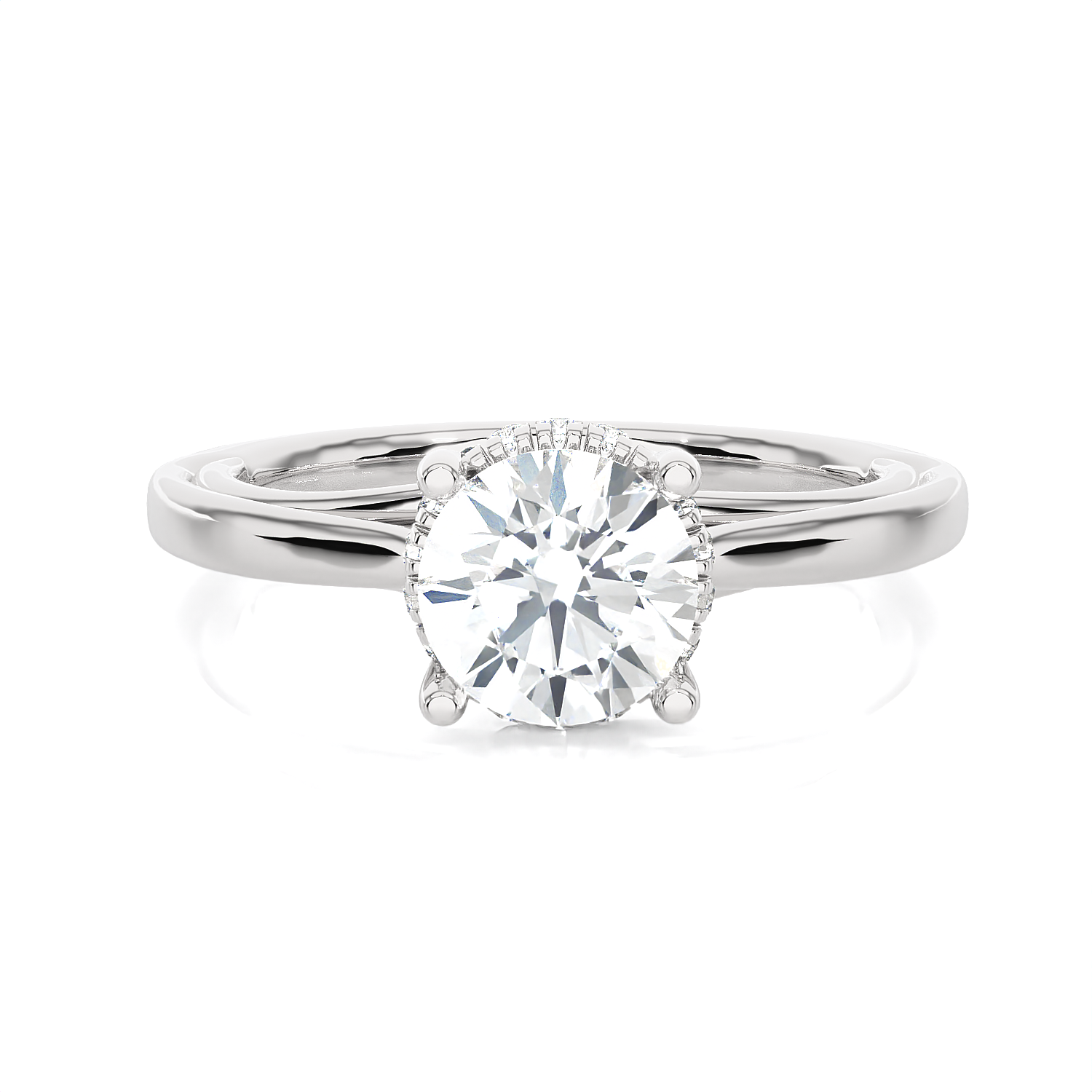 Round Lab Grown Diamond Side Stone Engagement Ring