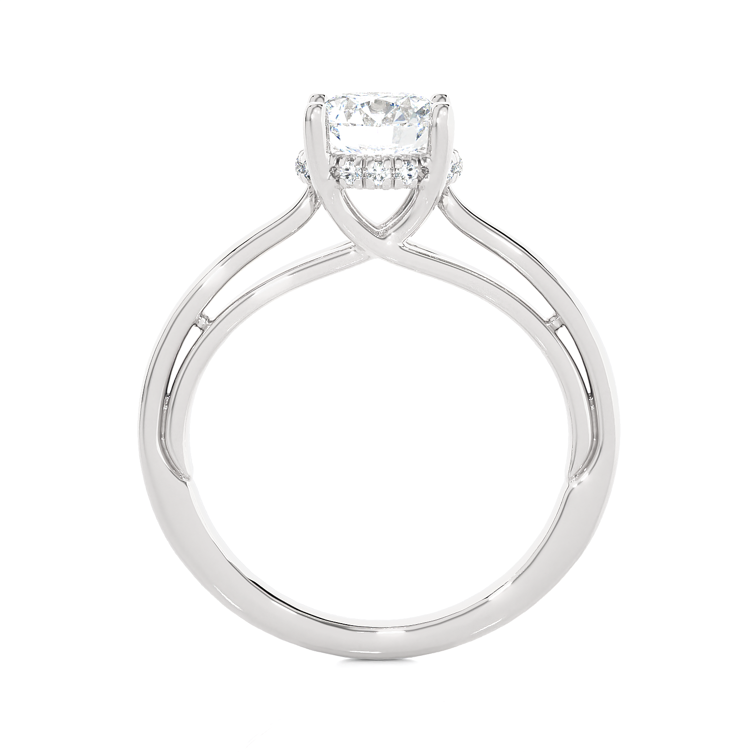 Round Lab Grown Diamond Side Stone Engagement Ring