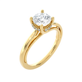 Round Lab Grown Diamond Side Stone Engagement Ring