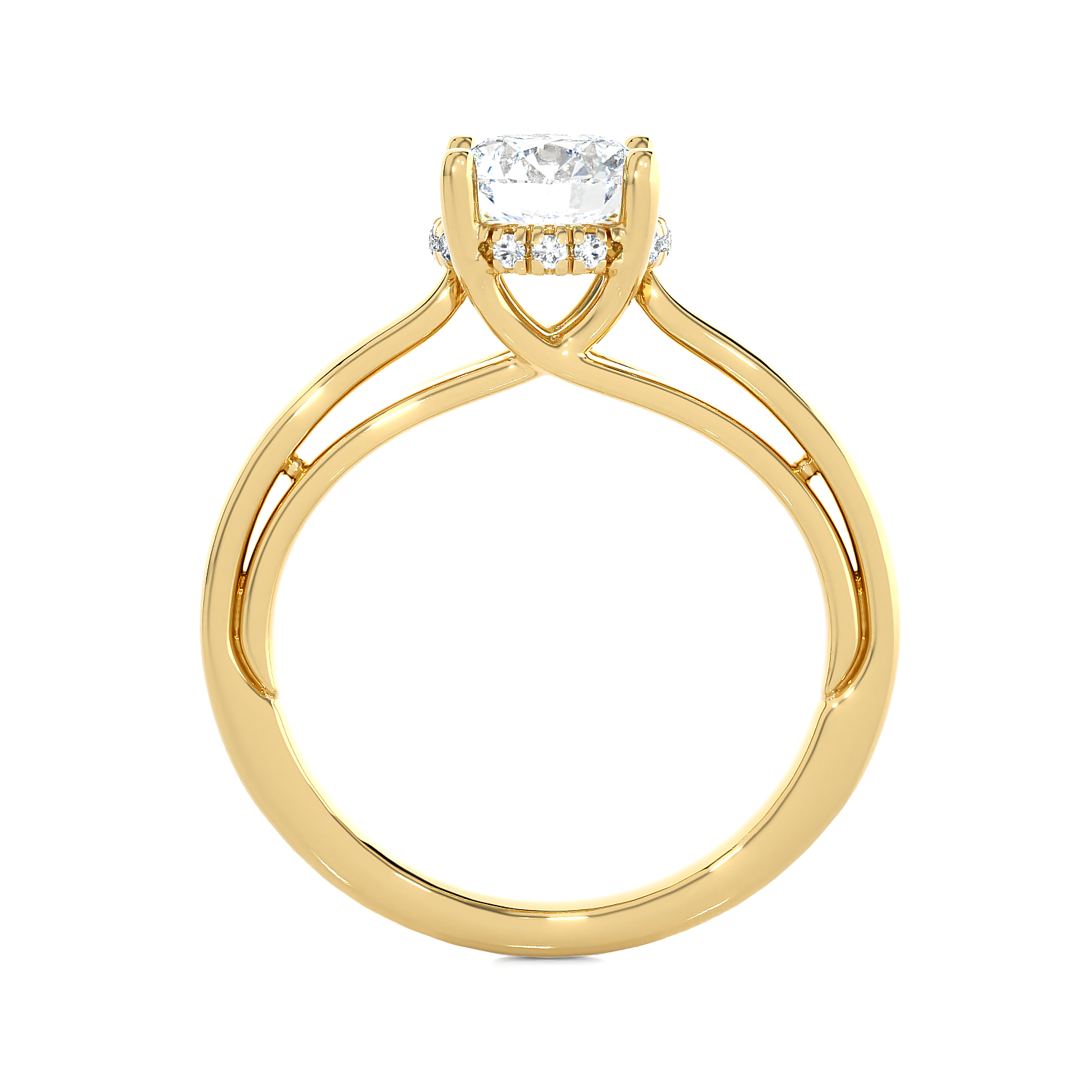 Round Lab Grown Diamond Side Stone Engagement Ring