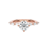 Round Lab Grown Diamond Side Stone Engagement Ring
