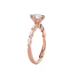 Round Lab Grown Diamond Side Stone Engagement Ring