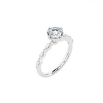 Round Lab Grown Diamond Side Stone Engagement Ring