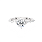 Round Lab Grown Diamond Side Stone Engagement Ring