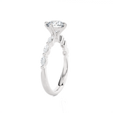 Round Lab Grown Diamond Side Stone Engagement Ring